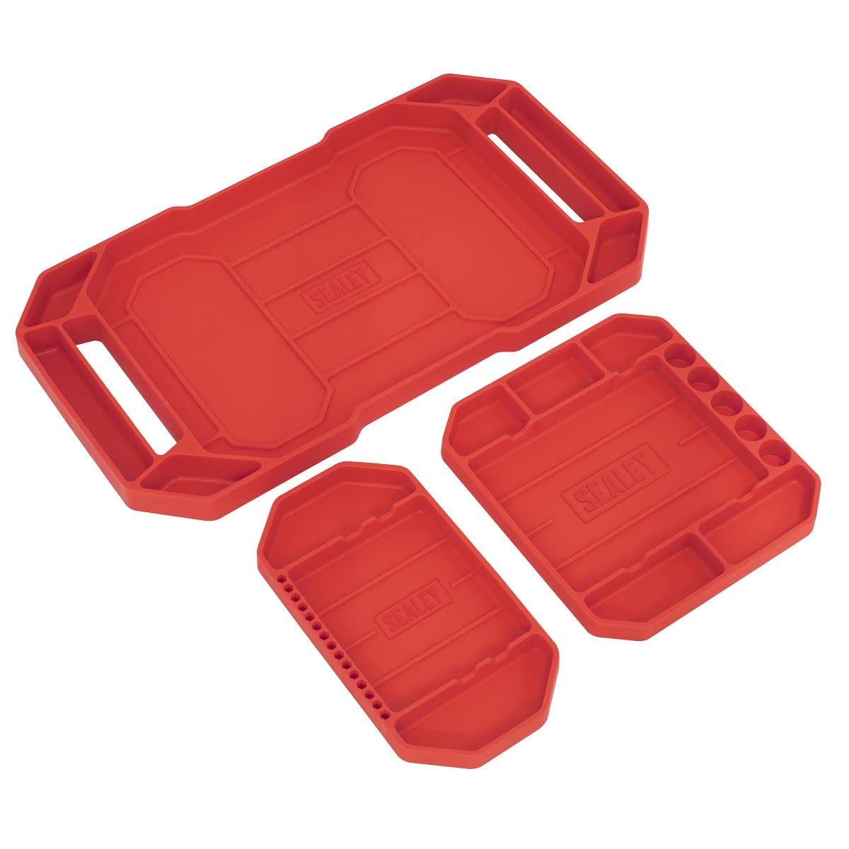 Sealey APNST4 Flexible Non-Slip Tool Trays - Pack of 3 Rubber Oil Water-Resistant