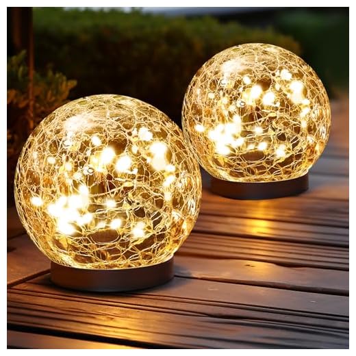 JKIMK Solar Globe Lights Outdoor Waterproof-Solar Balls Garden-Cracked Glass Ball Solar Lights Outdoor-Solar Orbs Outside-Outdoor Decorations Patio & Yard Lawn Backyard Decor (GUO-XBQ-5-5-5)