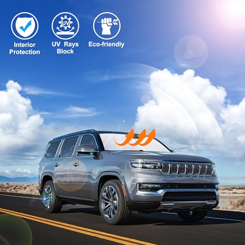 Image of Windshield Sun Shade Custom Fit for 2022 2023 2024 2025 2026 Jeep Wagoneer (NOT for Grand Wagoneer) Accessories Foldable Sunshade Sun Blocker Protect Car from Sun Rays & Heat Damage Keep Car Cooler