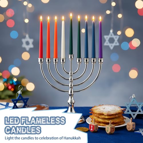 Image of CHENGU 12 Pcs LED Taper Candles Flameless Battery Dripless Dinner Candles for Thanksgiving Day, Weddings, Church, Hanukkah, Christmas, Autumn, New Year Celebration(Multicolor,Taper)