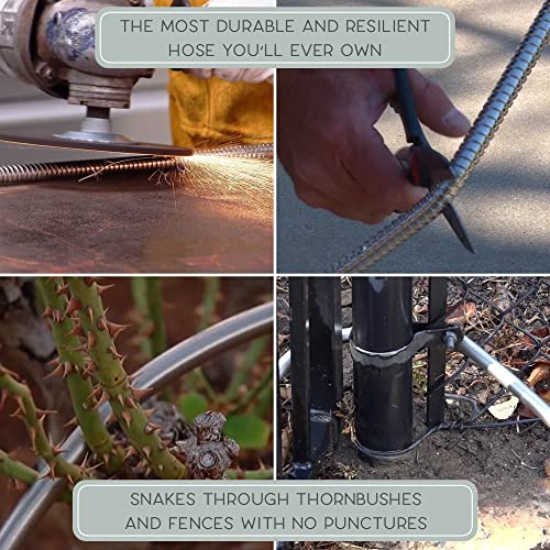 Bernini Pro Series Metal Garden Hose 75 Ft Super Flexible Garden Hose, Lightweight No Kink Puncture Resistant 304 Stainless Steel Hose With Aluminum Spray Nozzle & Patented Power Couplers (75', Red) #TOP3