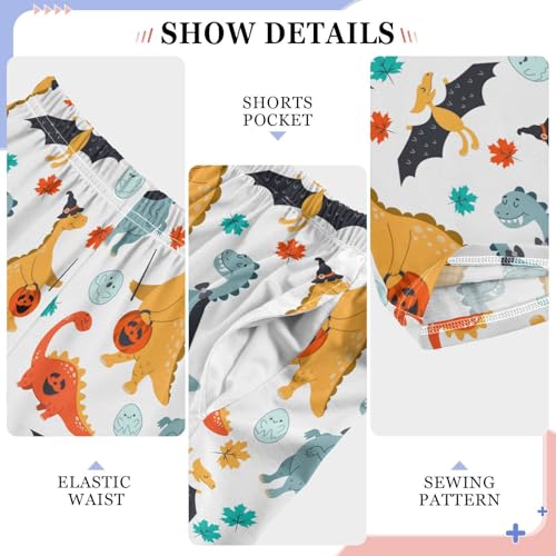 ZZXXB Halloween Dinosaur Boys Long Pants Soft Trousers Elastic Waist Kids Lounge Bottoms with Pockets S-XL4