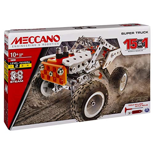 51AcPDA868L MECCANO - Super Truck 15 MODÈLES - Véhicule avec Direction et Suspensions Fonctionnelles - Jeu de Construction - 6052632 - Jouet Enfant 10 Ans et +