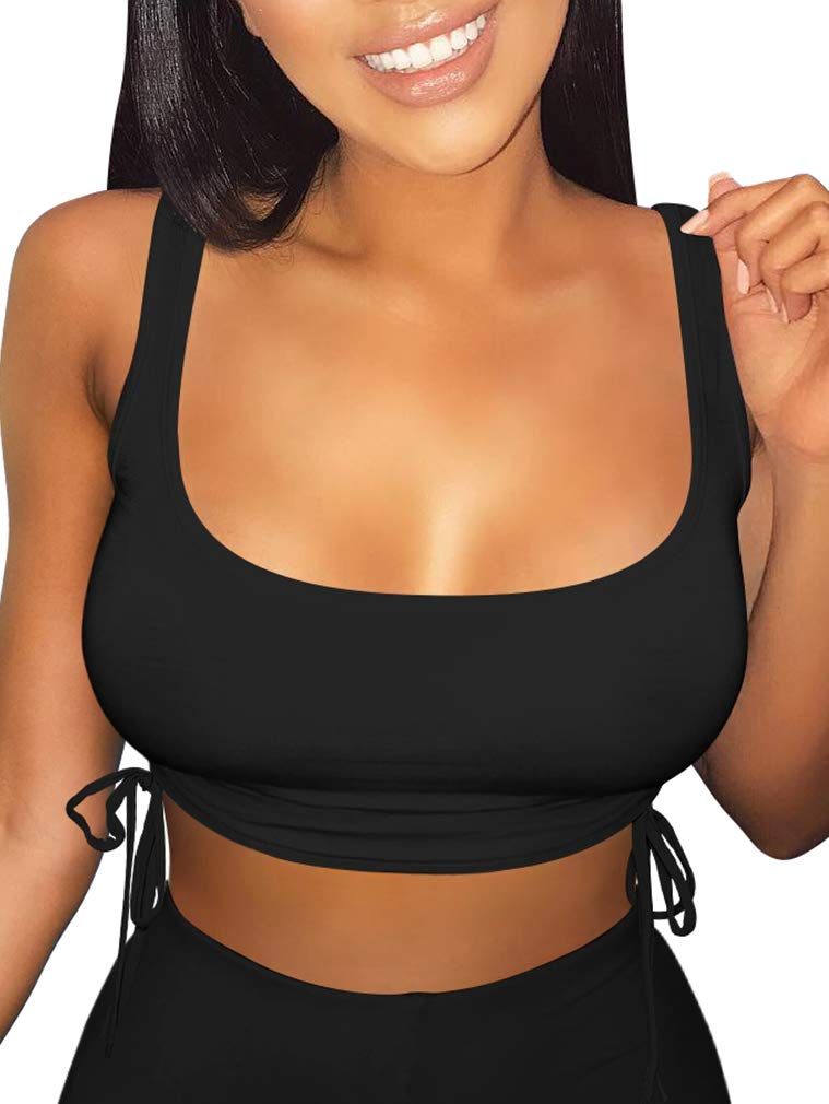 XXTAXN Women's Summer Sexy Tank Daily Party Club Cami Crop Tops Black