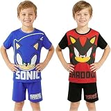 Sonic The Hedgehog Pijama Niño 5-12 Años, Pack 2 Pijamas Niños Cortos, Camiseta Manga Corta y Shorts, Ropa de Dormir Verano, Regalo Gamer (5-6 Años, Azul/Rojo Sonic, 2 Pack)