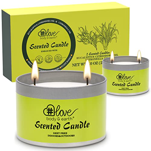 Citronella Candles Outdoor Indoor, Candles Set Of 2×7Oz Aromatherapy Soy Wax Candle With Citronella Long Lasting Jar Scented Candles Set For Home Garden #TOP13