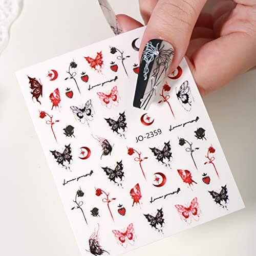 Butterfly Nail Art Stickers Decals, 3D Butterflies Nail Self-Adhesive Sticker Designs, Flower Butterfly Nail Transfer Decals Acrylic Supplies For Women Girls Manicure Decorations, Diy Resin Decal #TOP5