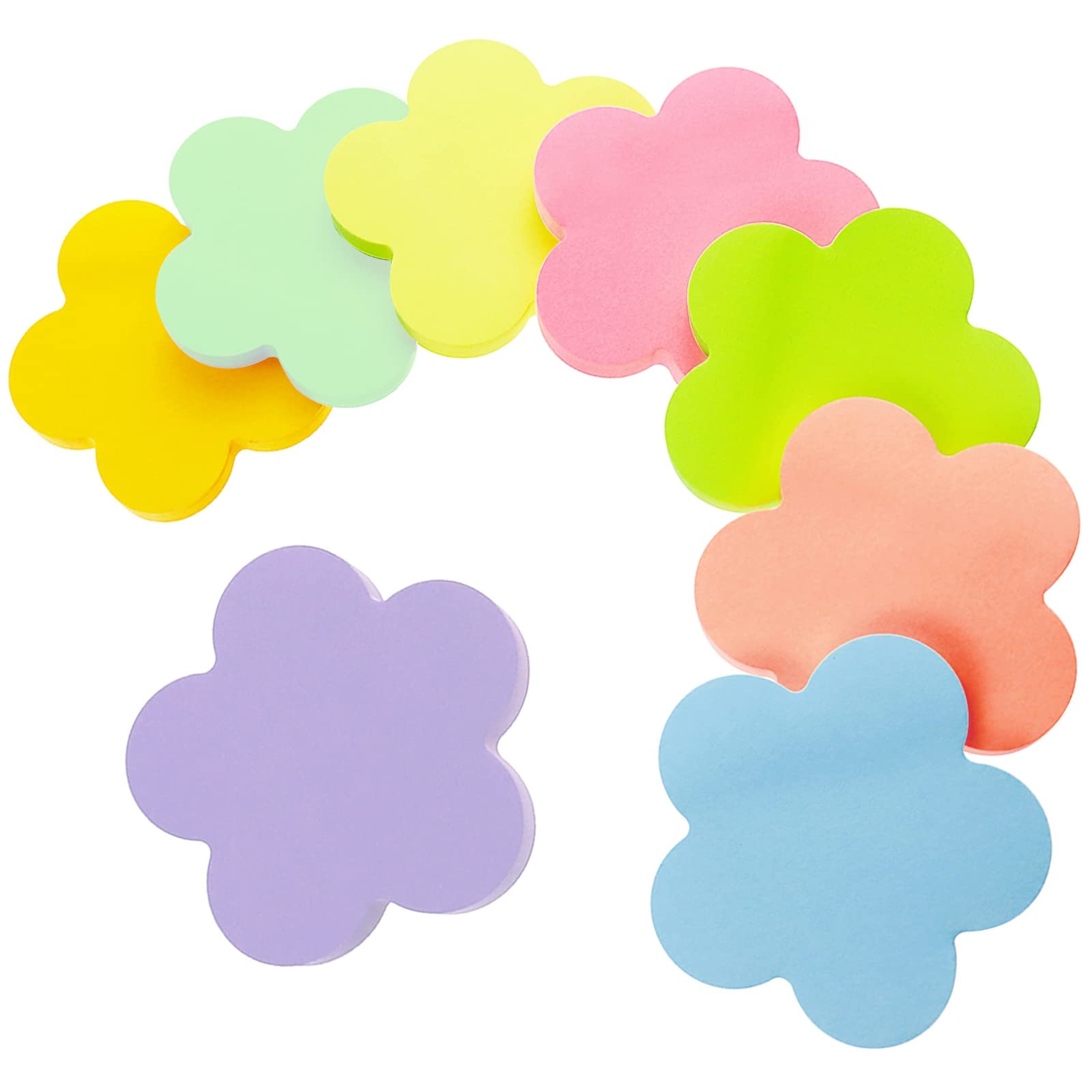 Flower Shape Sticky Notes - 8 Colours, 560 Sheets/pad, 70 x 70 mm Removable Self Sticky Notes for Office Home, School & Meetings