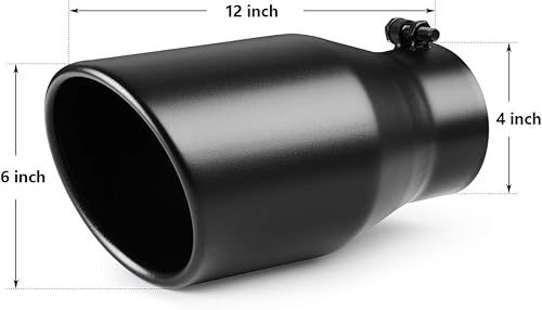 Miniatura 2 de A-KARCK - Punta de escape de 4 pulgadas, entrada universal de 4 pulgadas, salida de 6 pulgadas, 12 pulgadas de largo, perno de acero inoxidable para