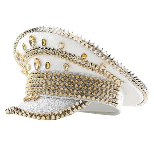 Chapeau de capitaine à paillettes argentées pour fêtes et soirées déguisées