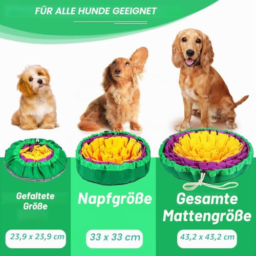 Vivifying Schnüffelmatte für Hunde, langlebige Schnüffelmatte, waschbar, interaktives Spielspielzeug für große Hunde und Welpen (Gelb / Lila)