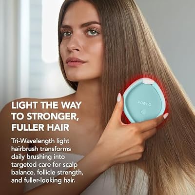 FOREO FLIP Play Advanced LED Light Detangling Brush 3-in-1 Hair Brush Detangler - Travel Hairbrush Featuring Red, Blue & Green Light for Stronger-Looking, Fuller-Looking Hair For All Hair Types
