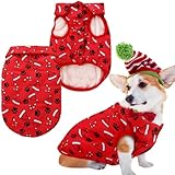 Shinylin Christmas Dog Coats Cold Weather Pet Coats Fleece Lining Dog Jacket Lightweight Snow Vest Winter Christmas Jacket for Puppy Cat Small, Medium Pet(Large,Red)