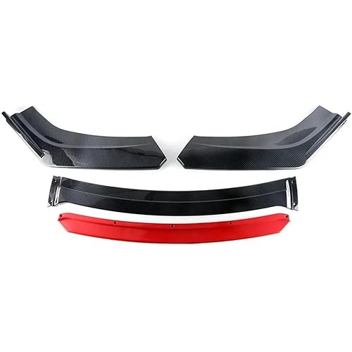 Compatible With VW Golf MK5 MK6 MK7 GTI GTD R Line Front Bumper Lip Splitter Chin Spoiler Carbon Fiber/Gloss Black +Red 2 Color(Carbon red)