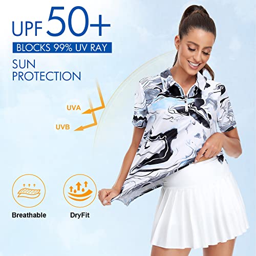 Viracy Womens Golf Shirt UPF50+ Sun Protection Short Sleeve 1/4 Zip Up Polo Workout Tops Fast Dry Fit Moisture Wicking3