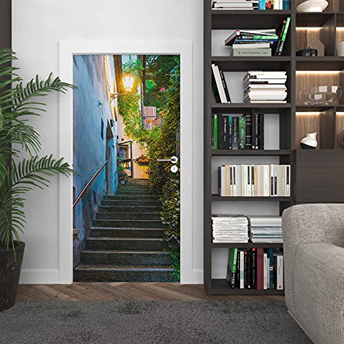 Walplus Dekorationen Wand Sticker Wandschmuck Aufkleber Wohnzimmer Kinder Kinderzimmer Wohnkultur wddm043 - Alleyway Treppen tür-wandbild Cover