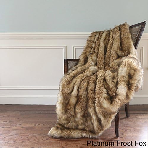 Wild Mannered Luxury Long Hair Faux Fur 60-inch Lap Throw Blanket (Platinum Frost Fox)
