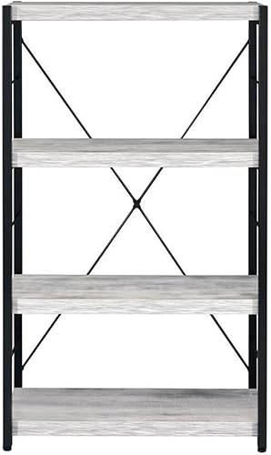 Miniatura 5 de Acme Jurgen - Estantería rectangular con 4 estantes de madera, color blanco antiguo y negro