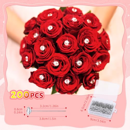 image for Zxiixz 200 PCS Corsage Boutonniere Pins, 1.5 Inch Flower Pins Diamond 