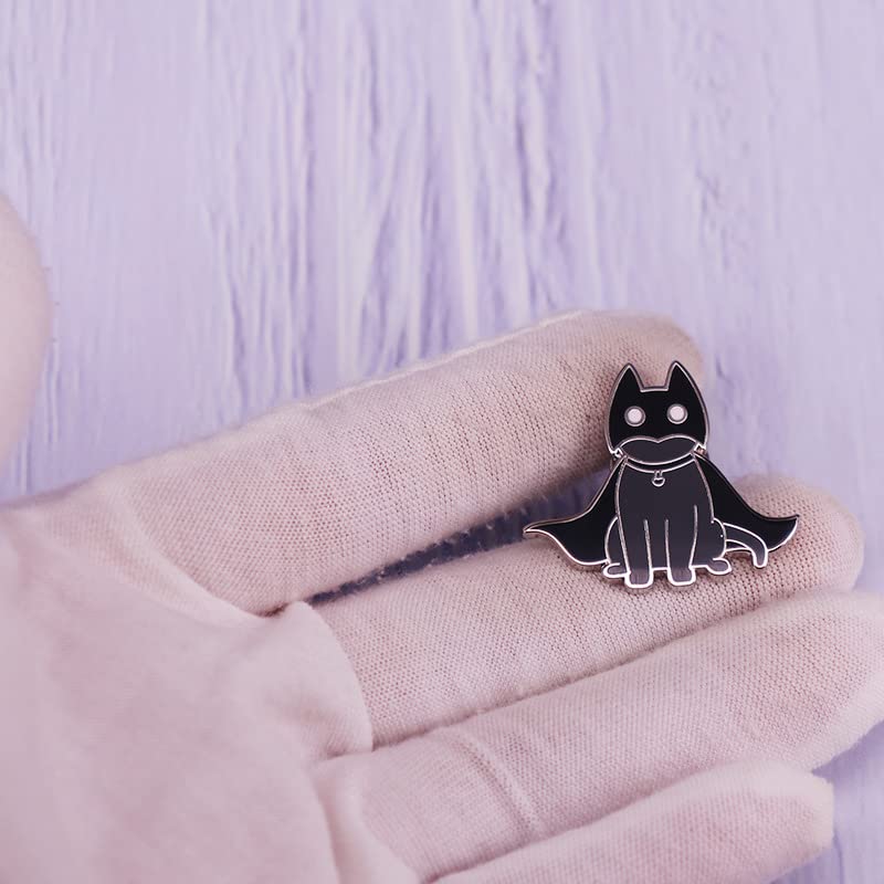 Image of Cool Black Bat Cat Brooch Enamel Pin badge for Backpacks