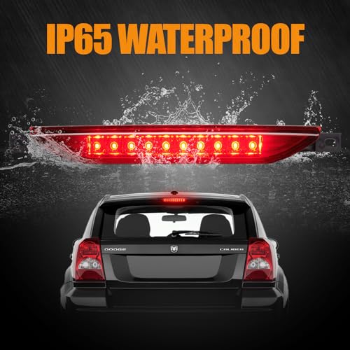 Image of Third 3rd Brake Light LED for 2011-2017 Jeep Grand Cherokee /Dodge Durango, High Mount Rear Brake Lights Assembly for 2007-2016 Jeep Compass, Waterproof Center Cab Lamp Stop Light (Red)