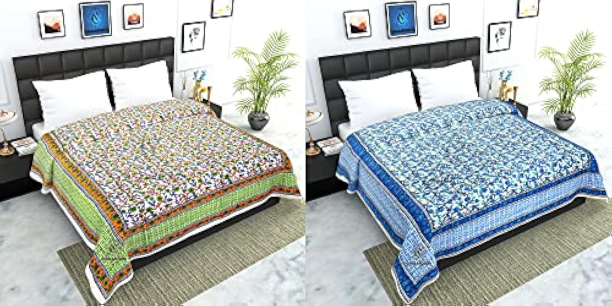 Jaipuri Rajasthani Traditional Pure Cotton Single Bed Quilt