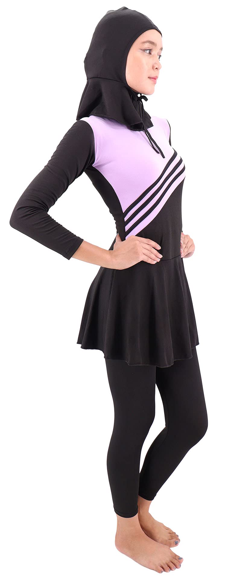 Maillot De Bain Burkini avec Voile - Noir Et Bleu