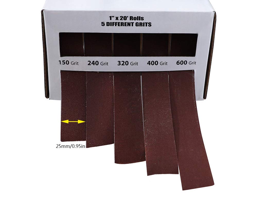 Meichoon 5pc Sand Paper, Abrasive Paper Variety Pack with Dispenser- 150, 240, 320, 400, 600 Grit Emery Cloth Roll Polishing Sandpaper for Automotive/Woodworking DC708