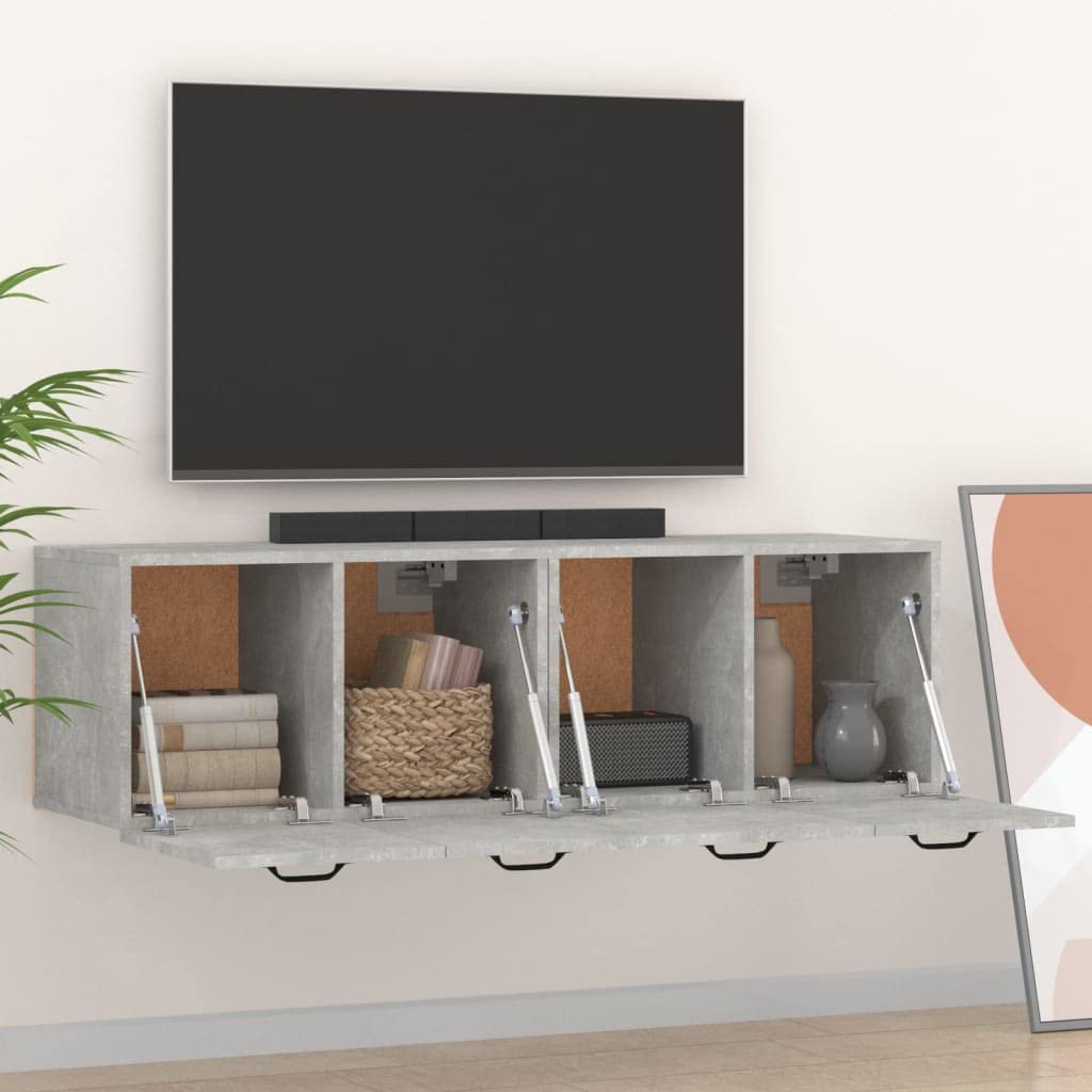 Armadi per la camera da letto Armadi per lo stoccaggio dell'ufficio domestico Mobili Parete 2 pz Grigio Cemento 80x35x36,5 cm in Multistrato Per bagno, cucina, soggiorno o camera da letto