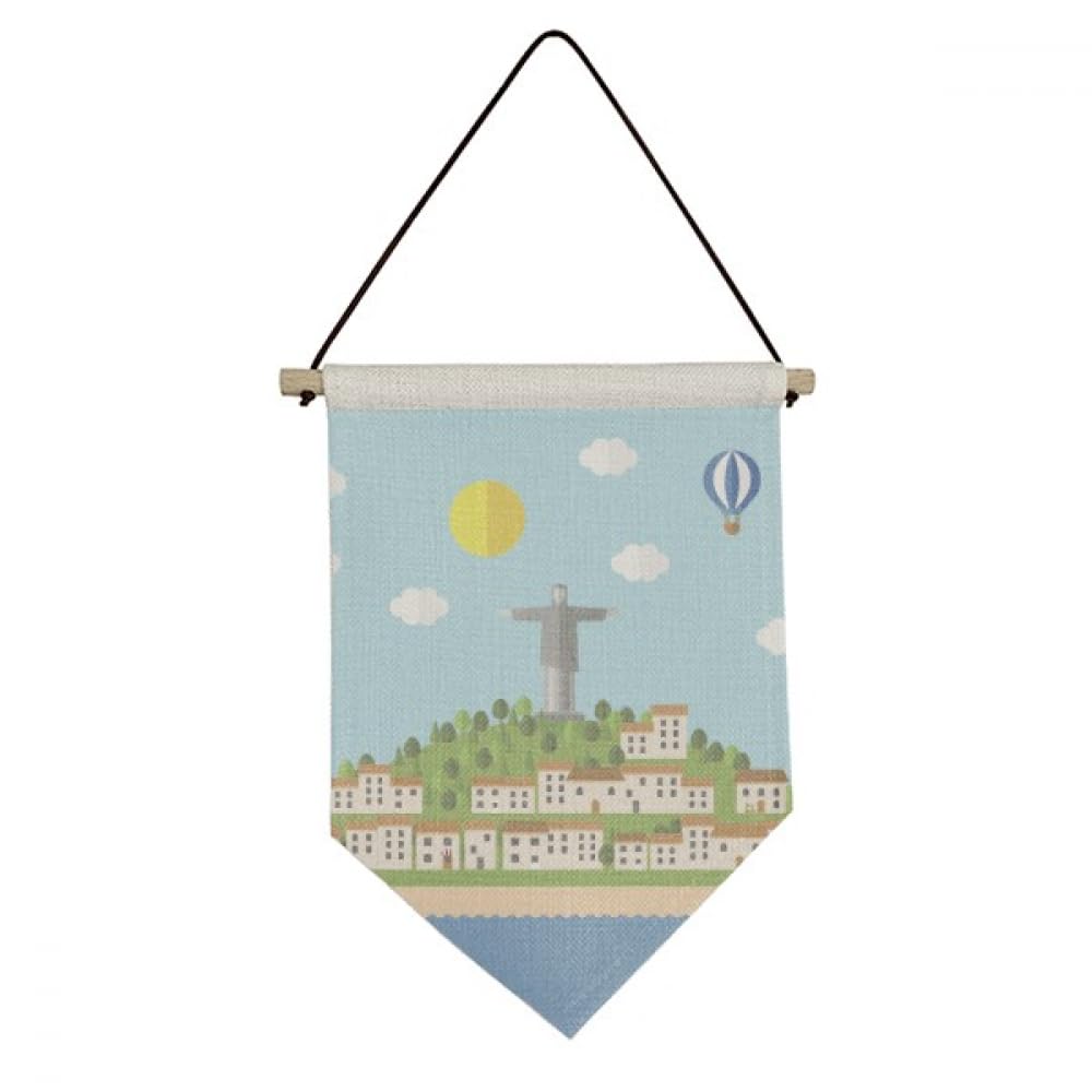 Mount Corcovado Fire Balloon Brazil Canvas Flag Hanging Wall Art Decor Banner