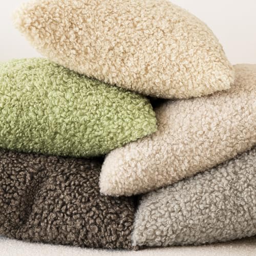 Image of Foindtower Set of 2 20x20 Inch Leaf Green, Faux Fur Throw Pillow Cover Accent Sherpa Furry Pillow Cover Fuzzy Soft Pillowcases Cozy Sheepskin Decorative Fleece Cushion Case for Bed Couch Living Room