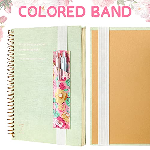 Crtiin 4 Pieces Adjustable Elastic Band Pen Holder Colorful Pu Leather Pen Sleeve Pouch For Hardcover Journals, Notebooks For Back To School Gift, 8-1.5 Inch(Floral) #TOP4