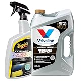 Valvoline Restore & Protect 5W-30 Motor Oil + Meguiar's Ultimate Waterless Wash & Wax Bundle for Maintaining Engine Performance with Full Synthetic Oil and Car Appearance with Waterless Car Cleaning