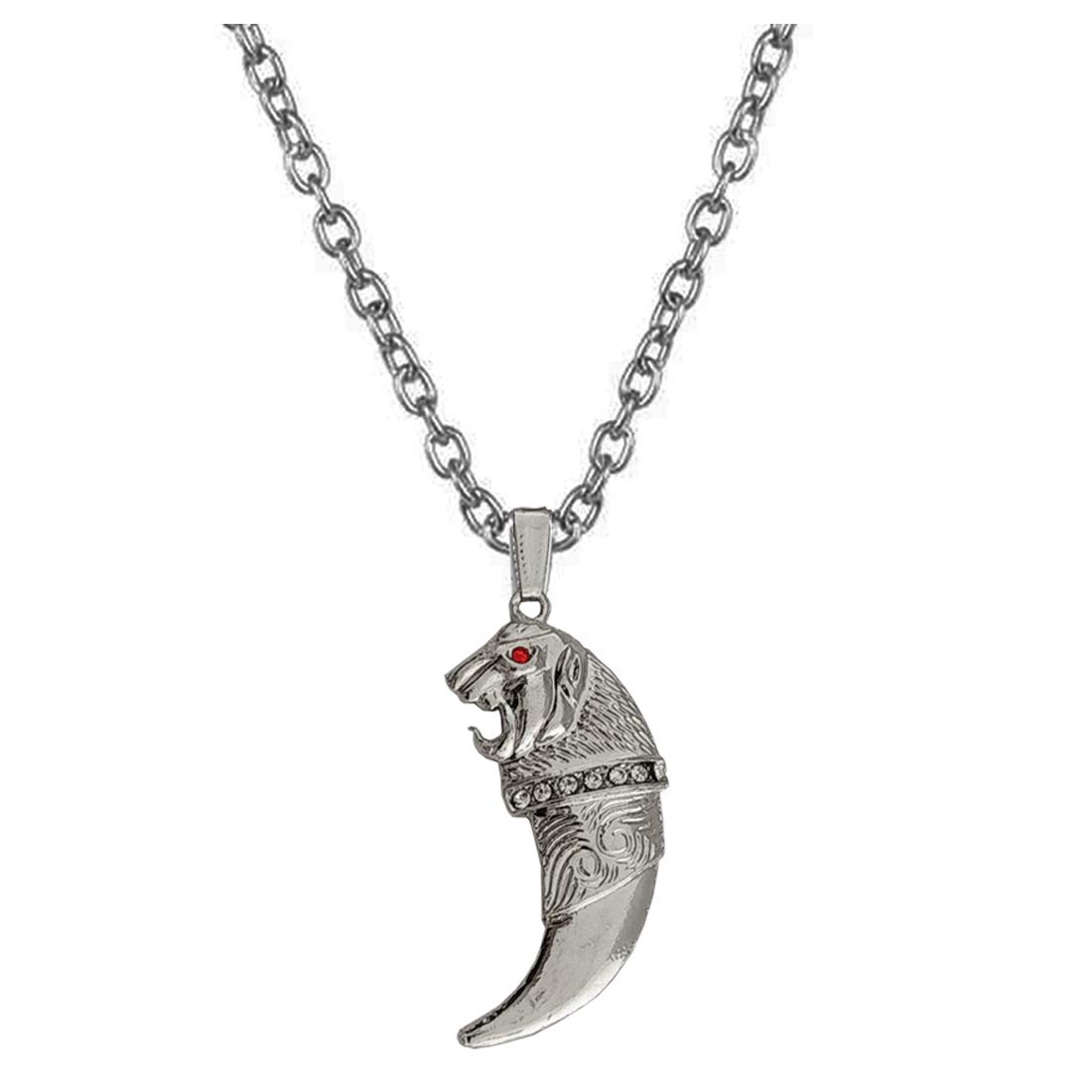 Sullery Lion Nails Lion Head and Claws Locket Silver, White and Red Metal and Stone Necklace Chain for Men and Women (B08R1TCCVB) Amazon Price History, Amazon Price Tracker