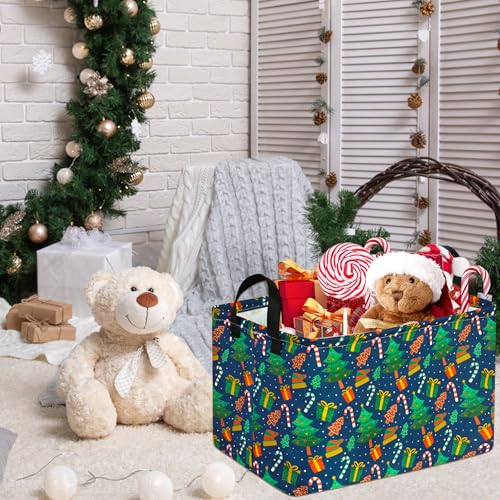 Image of Rectangular Christmas Basket Storage Bin Collapsible Nursery Hamper Book Shelf Basket Xmas Party Box