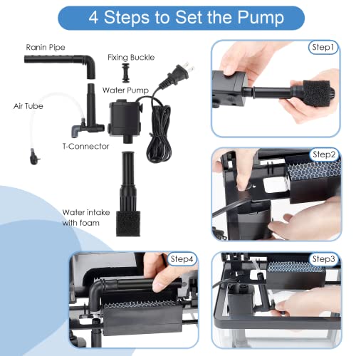 Aqqa 1.5 Gallon Aquarium Kits Desktop Small Fish Tank With Filter And Light (8 Colors Adjustable) Freshwater & Saltwater Betta Fish Tank Kit Office & Home Decor (Black) #TOP5