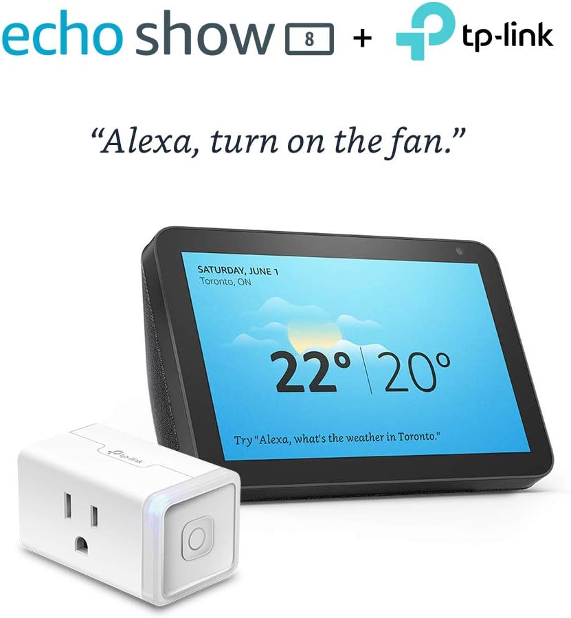 Echo Show 8 (Charcoal) Bundle with TP-Link simple set up smart plug