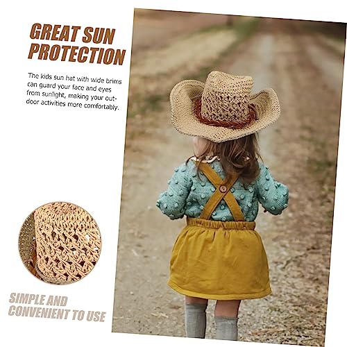 BESPORTBLE Wide Brim Straw Sun Hat Breathable Summer Beach Hat for Boys and Lightweight and Stylish Protective Headwear for Outdoor Activities Park and Vacation Beige4
