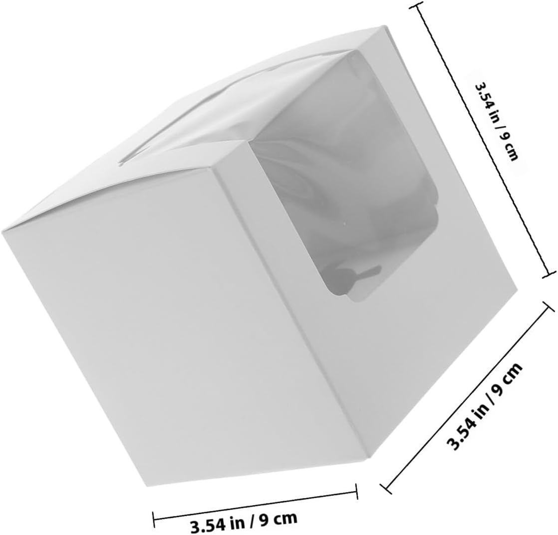 20pcs Cupcake Boxes with Window White Paper Muffin Wrapping Boxes for Party Cake Packaging and Bakery Supplies