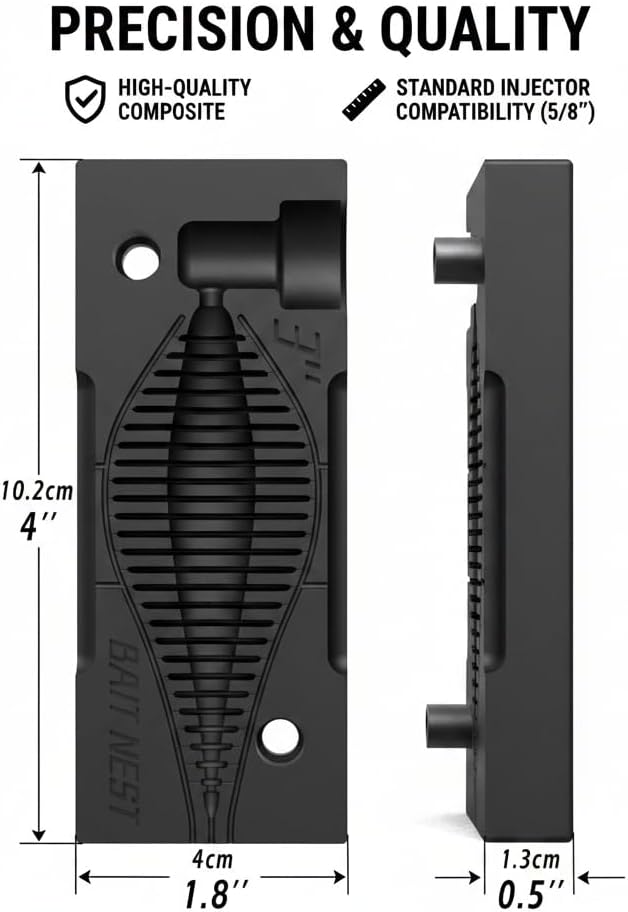 Premium Soft Plastic Lure Mold - Easy DIY Lure Making Mold for Perfect Soft Plastic Baits 3" BellowsGill | No Release Oil Needed | CNC Machined | High Heat Resistant | No Bubbles, No Flash