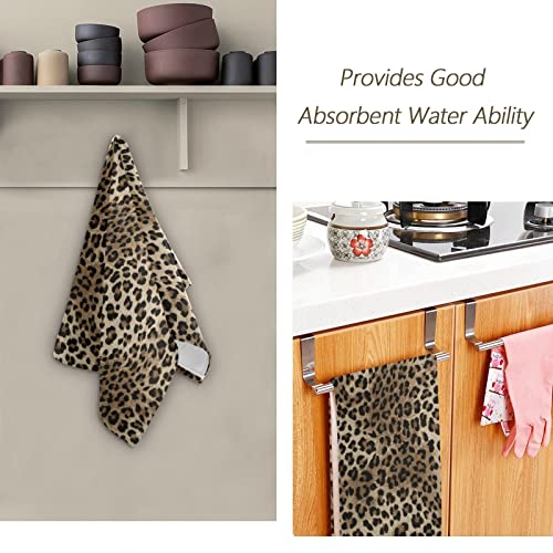 Leopard Print Hand Towels For Bathroom Set Of 2 Brown Spotted Cheetah Animal Skin Wild Powerful Panther Luxury Towels 16"X28" Soft Absorbent Bathroom Hand Towel For Gym,Spa,Kitchen Dish Tea Towels #TOP6
