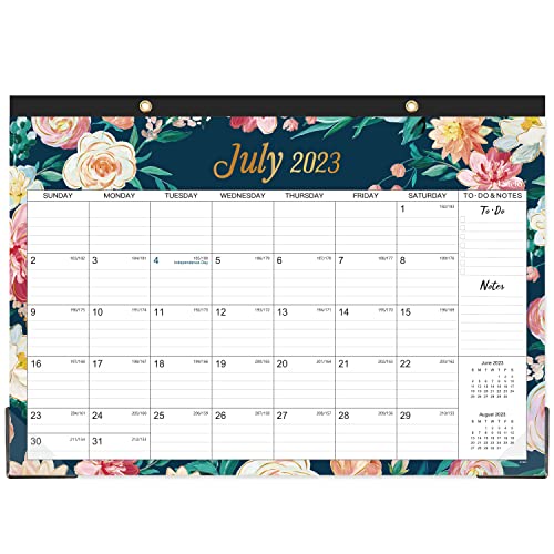 Desk Calendar 2023-2024 - 18 Monthly Desk/Wall Calendar 2-in-1, 17" x 12",  July