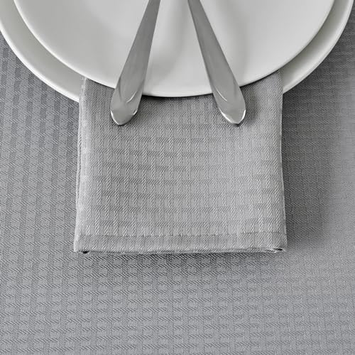 Image of maxmill Cloth Napkins Weaved Texture Pattern Soft Comfortable and Luxury Serviette for Restaurant Family Dinners Weddings Parties and Banquets Set of 4 Pieces, 20 x 20 Inch Light Grey