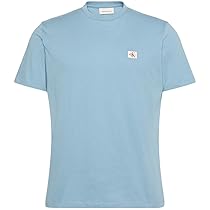 Calvin Klein Uomo T-Shirt Maniche Corte Badge Jersey Classic Tee in Cotone, Blu (Smoke Blue), S