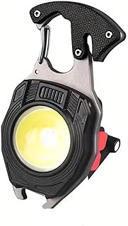 Portable Outdoor Strong Mini Lighter Multifunctional Floodlight with Rechargeable USB Charging,Emergency Tool Magnetic Base, Whistle, Screwdriver, Seat Belt Cutter for Camping Fishing Hiking (1)