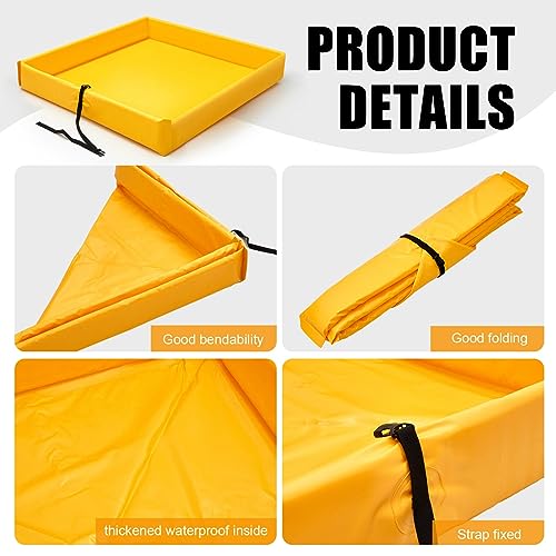Image of Wettarn Folding Duck Pond 4' x 4' Portable Spill Containment Berm Wall Containment Berm (Yellow)