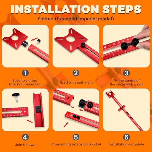 Thatyro Multifunktionale 4-in-1-Fräsrillenhalterung, Aluminiumlegierung, verstellbare Fräs-Werkzeug, Kreisvorrichtung, Schneidführung für Holzbearbeitung (Verlängerung)