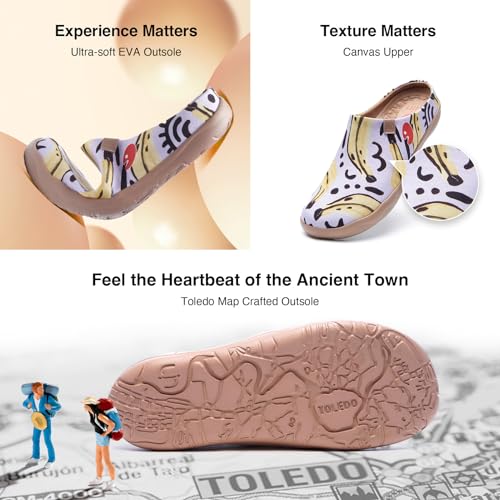 Image of UIN Slipper Woman Travel Art Painted Shoes Wide Toe Casual Home Slip On Mules Malaga