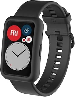 سوار ساعة من V Volt متوافق مع ساعة هواوي سمارت ووتش فيت – سوار سيليكون رياضي مع جراب حماية – سوار معصم قابل للتعديل للرجال والنساء مع مسامات للتهوية