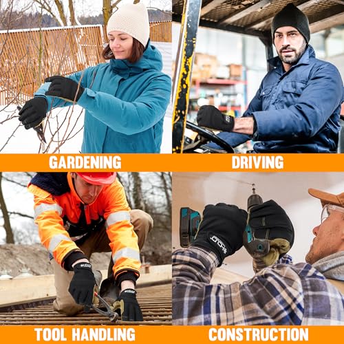 Image of HANDLANDY Winter Work Gloves for Men & Women, Leather Utility Mechanic Working Gloves Touch Screen, Flexible Breathable Gardening Gloves for Yard Maintenance (Medium, 1 Pair)